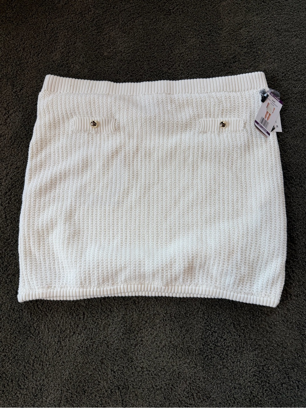 French Connection White Knit Pencil Mini Skirt Sz xxl